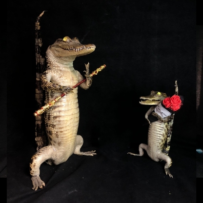 2200 Super 1M Crawling Crocodile Specimen Handmade Customized Dark Style Halloween Horror Resin Artwork Creative Birthday Gifts