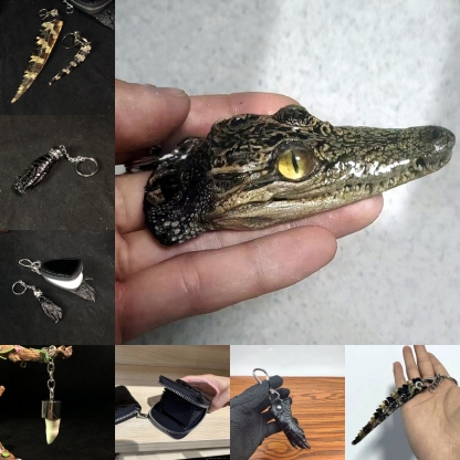 2058 Wholesale 1/5/10 Pcs Alligator Head Crocodile Teeth Claw Pendant Reptile Skin Purse Bag Keychain Backpack Decor