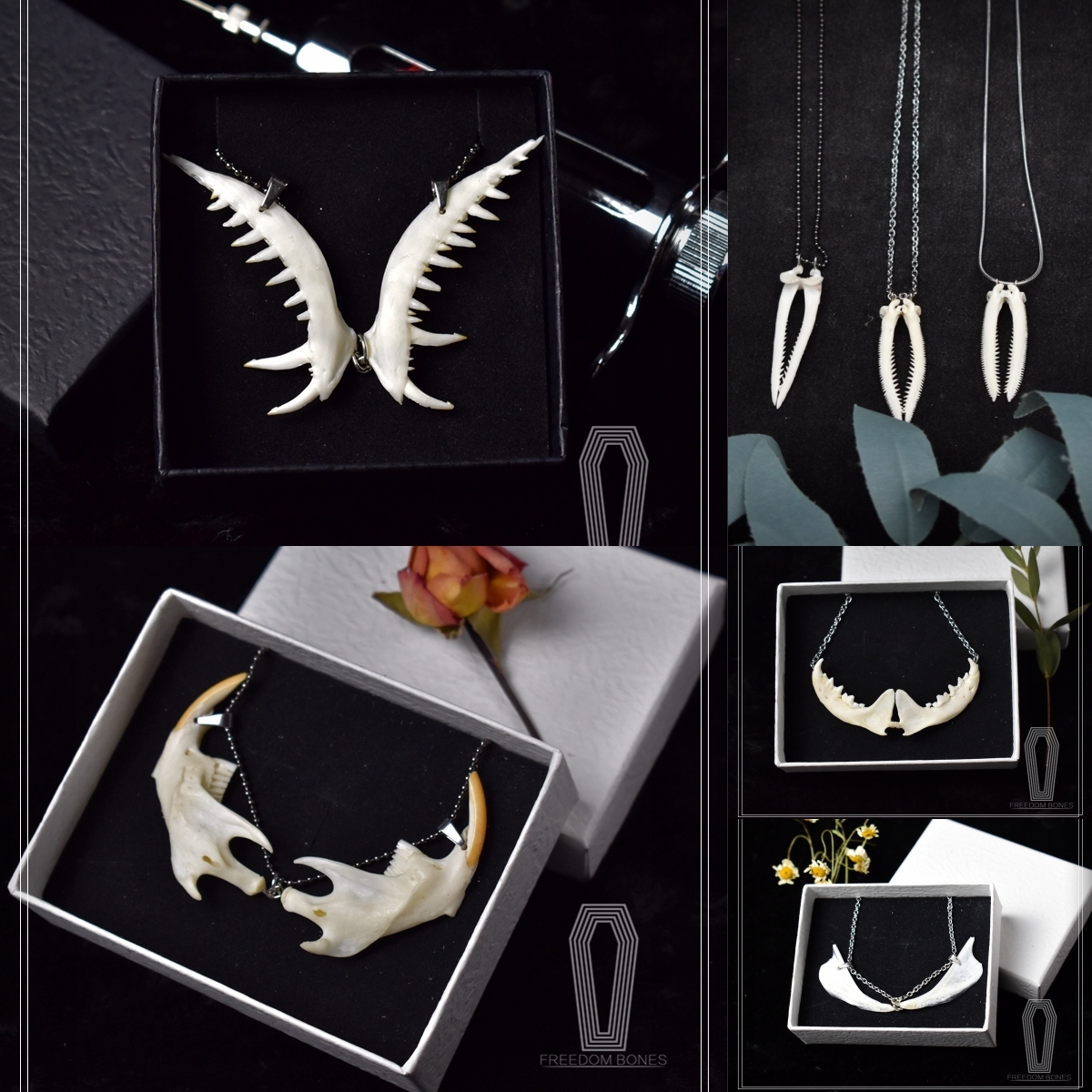 2104 Jewelry series Handmade Gothic Necklace Punk Style Bone Pendant for Men Women Alloy Chain Christmas Halloween Gift Party Goth
