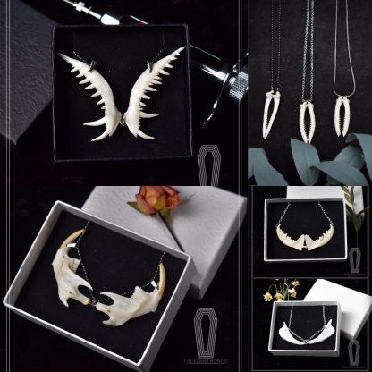 2104 Jewelry series Handmade Gothic Necklace Punk Style Bone Pendant for Men Women Alloy Chain Christmas Halloween Gift Party Goth