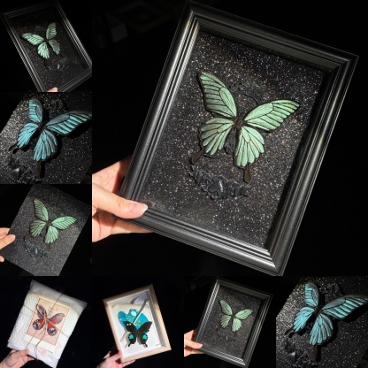 2151 Boutique series Real Butterfly Specimen Swallowtail on Hand Painted Board Insect Art Display Animal Taxidermy Frame Decor Home Gift 
