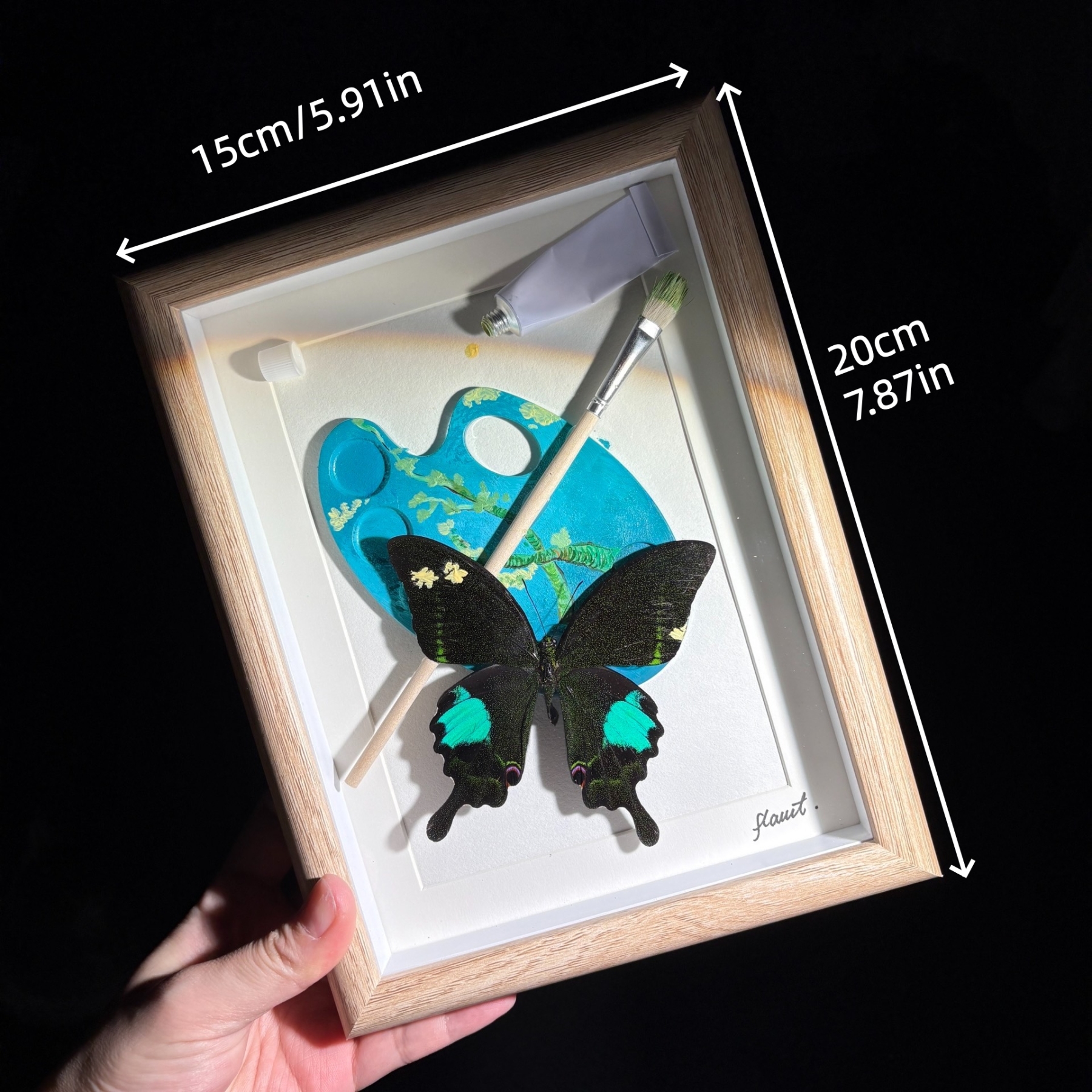 2151 Boutique series Real Butterfly Specimen Swallowtail on Hand Painted Board Insect Art Display Animal Taxidermy Frame Decor Home Gift 