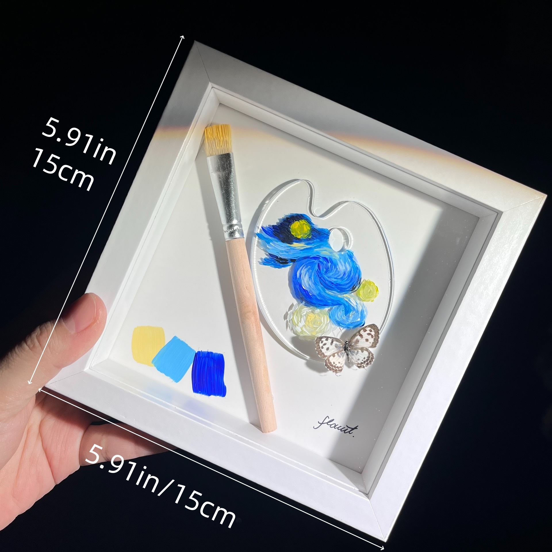 2152 Boutique series Hand-Painted Vortex Galaxy with Real Butterfly Specimen Taxidermy Framed Insect Art Display Unique Home Decor Creative Gift Idea