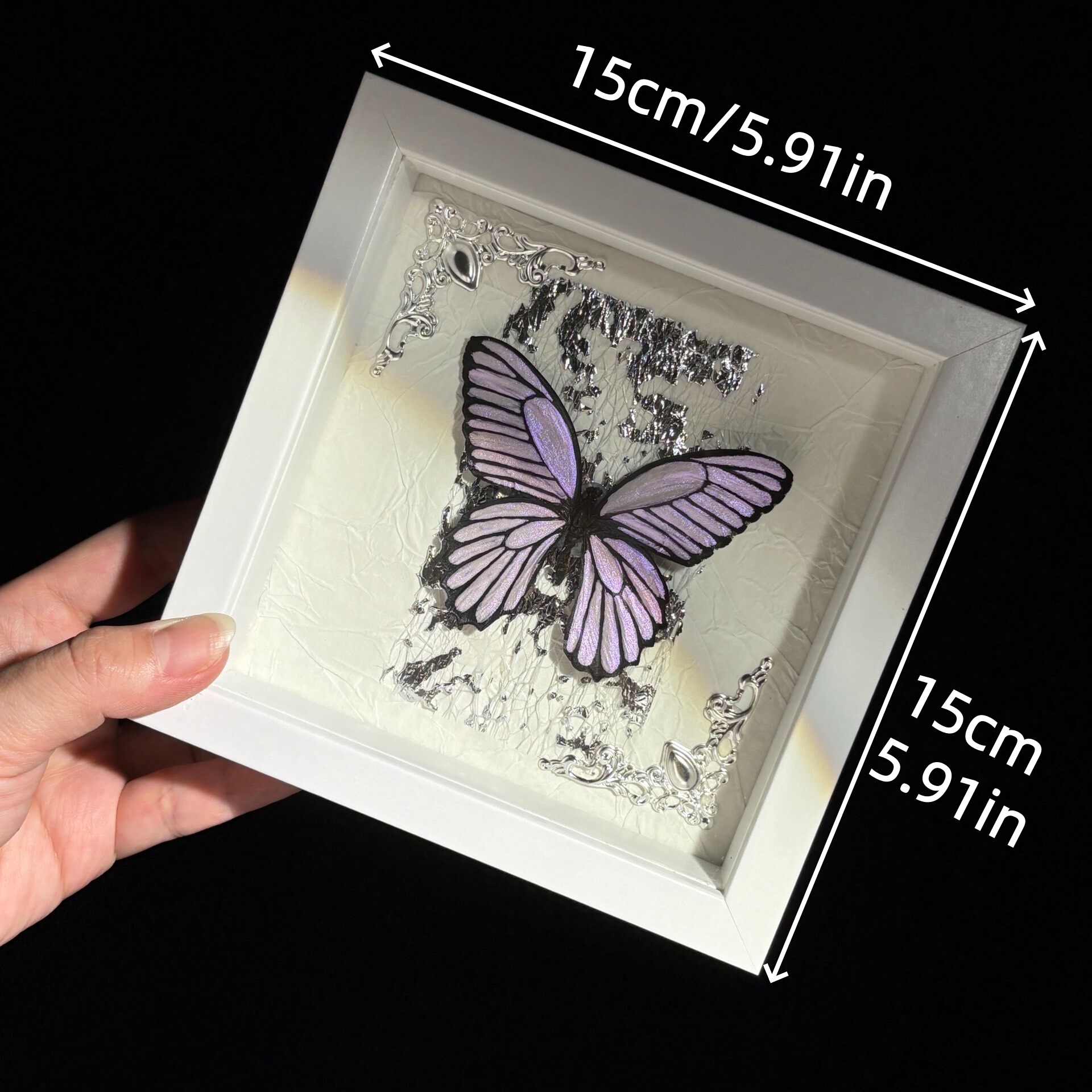 2154 Boutique series Real Butterfly Specimen Series Hand-Painted Patterns Glitter Insect Craft Art Animal Specimen Framed Ornament Home Wall Decor Painting Creative Gift For Art Collection Home Decorations