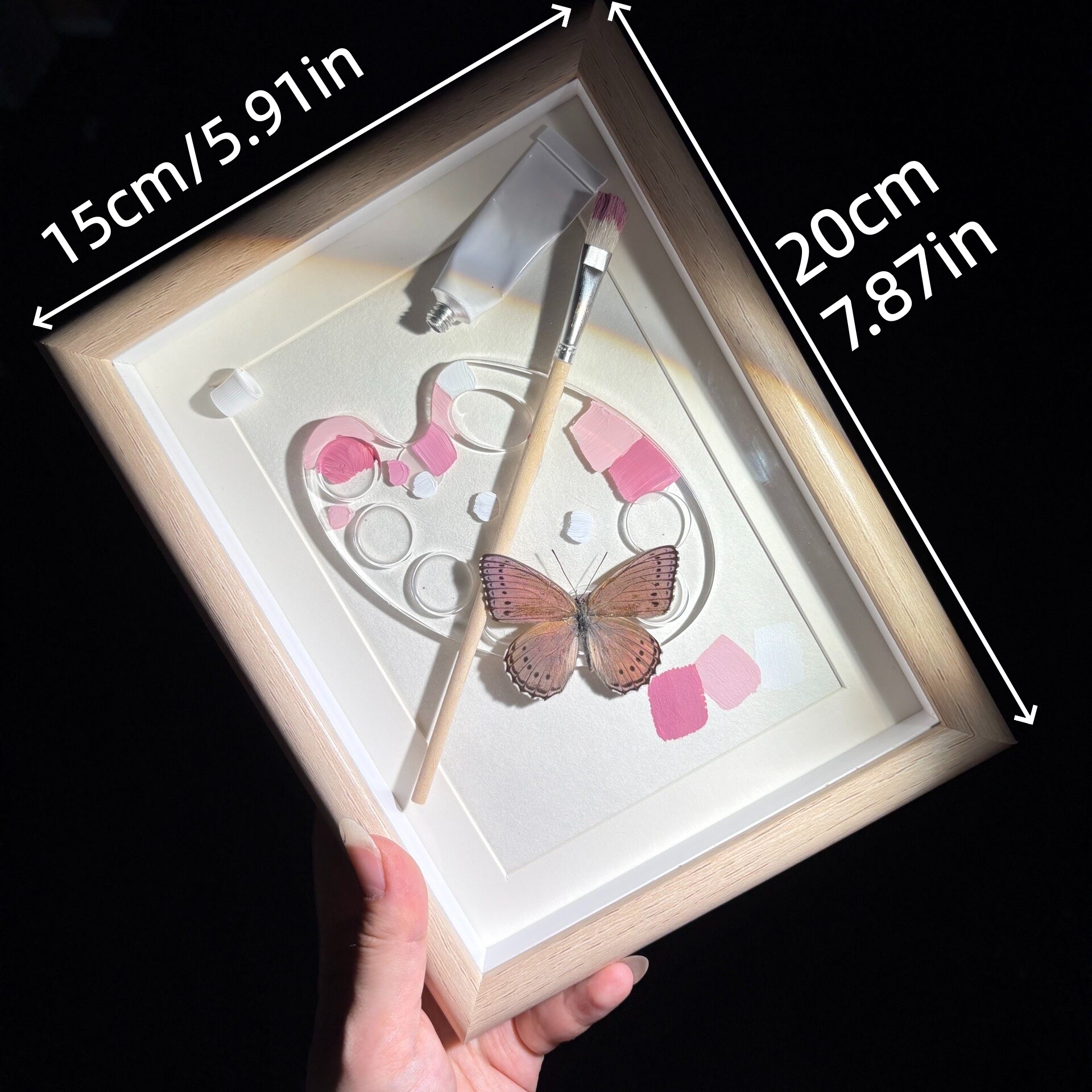 2164 Boutique series Real Blue Swallowtail Butterfly Specimen Hand-Painted Palette Background Insect Craft Display Home Wall Decor Painting Animal Specimen Ornament Creative Gift For Art Fans Home Décor