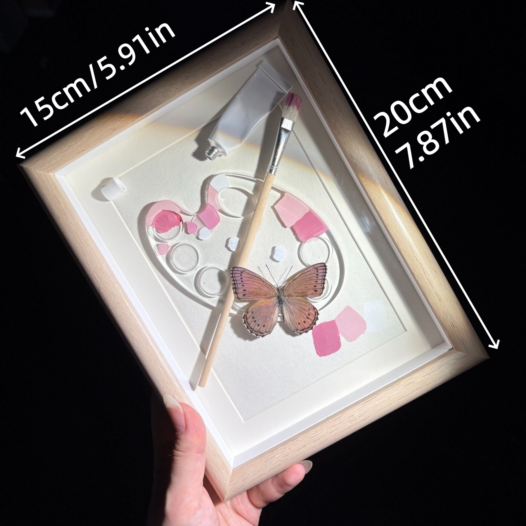 2164 Boutique series Real Blue Swallowtail Butterfly Specimen Hand-Painted Palette Background Insect Craft Display Home Wall Decor Painting Animal Specimen Ornament Creative Gift For Art Fans Home Décor