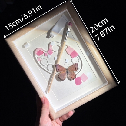 2164 Boutique series Real Blue Swallowtail Butterfly Specimen Hand-Painted Palette Background Insect Craft Display Home Wall Decor Painting Animal Specimen Ornament Creative Gift For Art Fans Home Décor