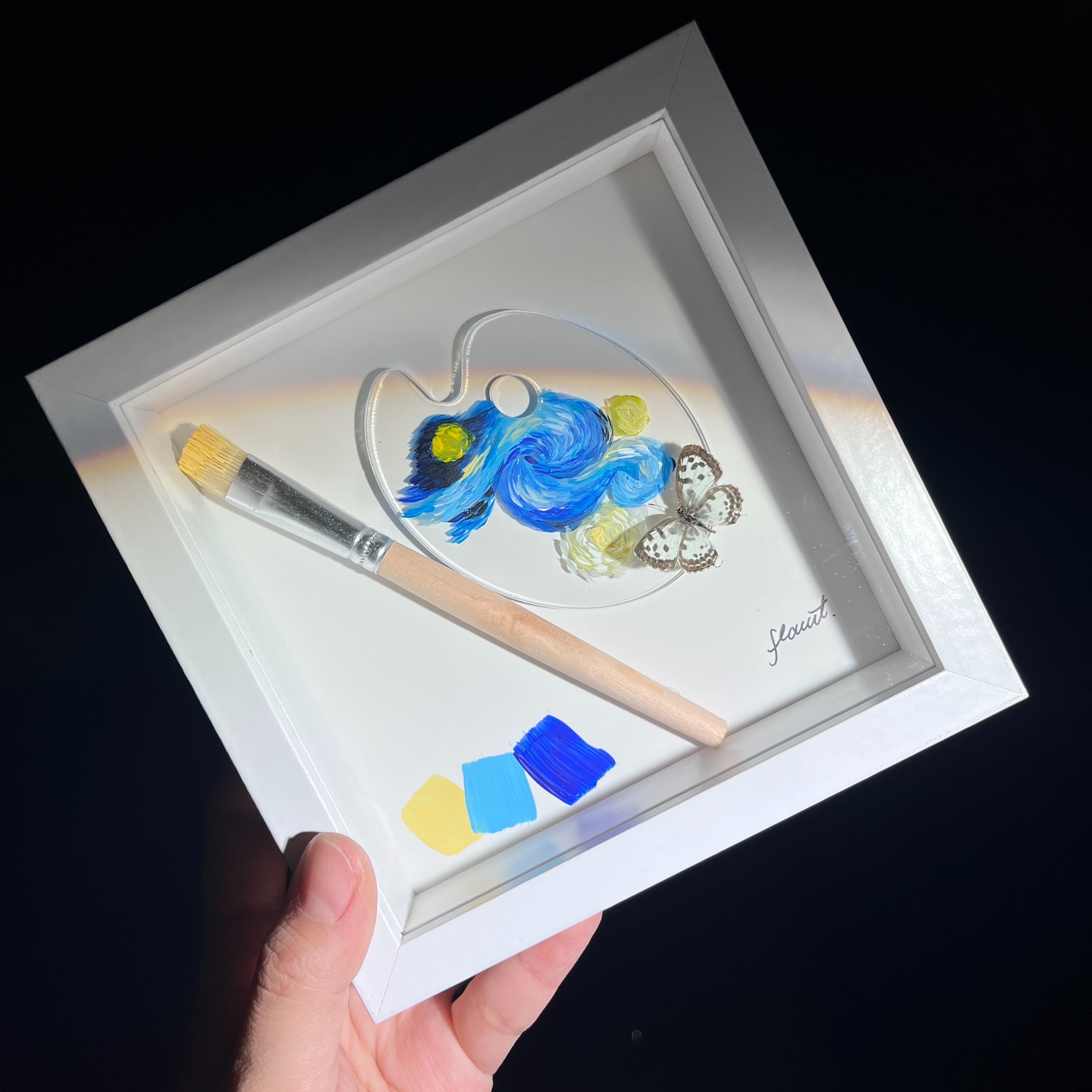 2152 Boutique series Hand-Painted Vortex Galaxy with Real Butterfly Specimen Taxidermy Framed Insect Art Display  Unique Home Decor  Creative Gift Idea