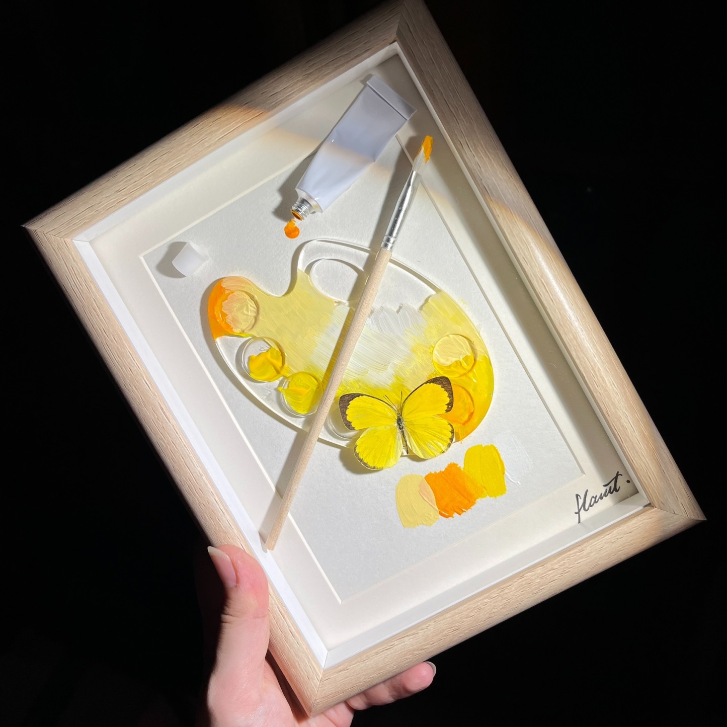 2153 Boutique series Real Green Papilio Maackii Butterfly Specimen Hand Painted Art Shadow Box Framed Entomology Display Unique Home Decor Wall Art Gift for Nature Lover