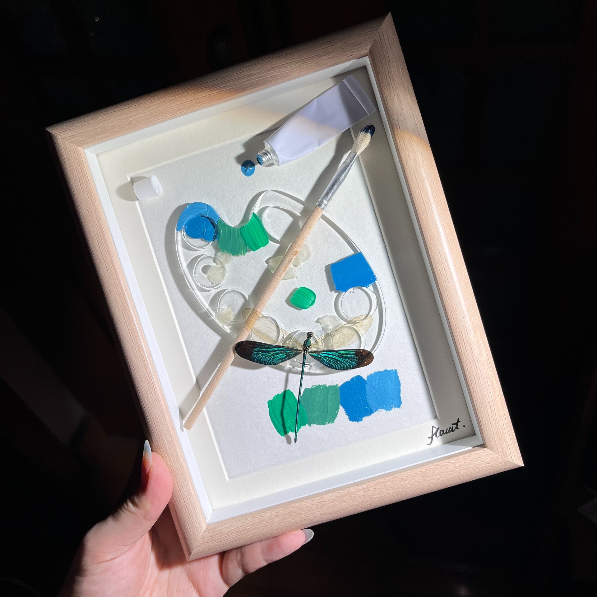 2152 Boutique series Hand-Painted Vortex Galaxy with Real Butterfly Specimen Taxidermy Framed Insect Art Display  Unique Home Decor  Creative Gift Idea