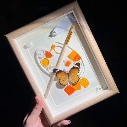 2152 Boutique series Hand-Painted Vortex Galaxy with Real Butterfly Specimen Taxidermy Framed Insect Art Display  Unique Home Decor  Creative Gift Idea