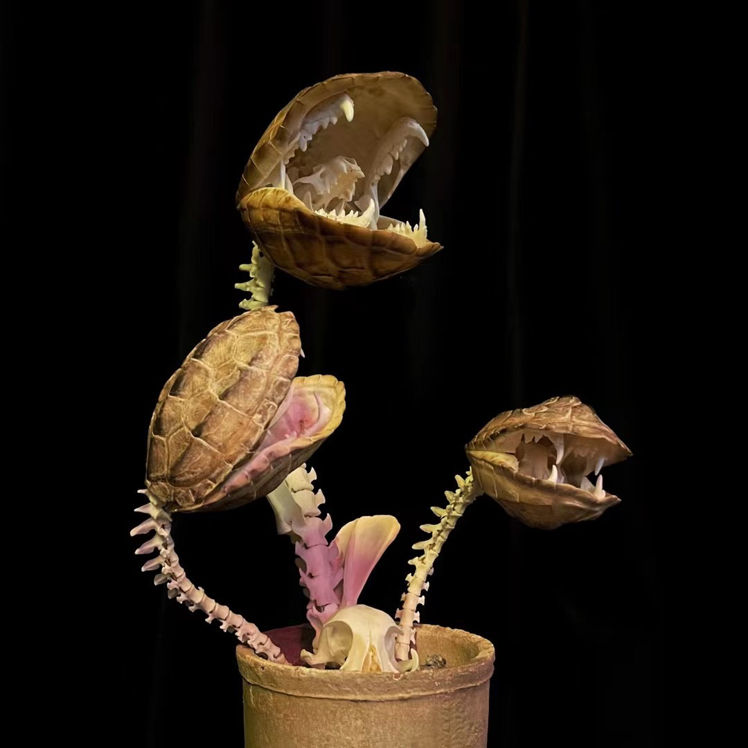 2060 Boutique series Handmade Piranha taxidermy All bones spliced From Super Mary and Iron Warrior Dark specimen decoration Halloween party supplies