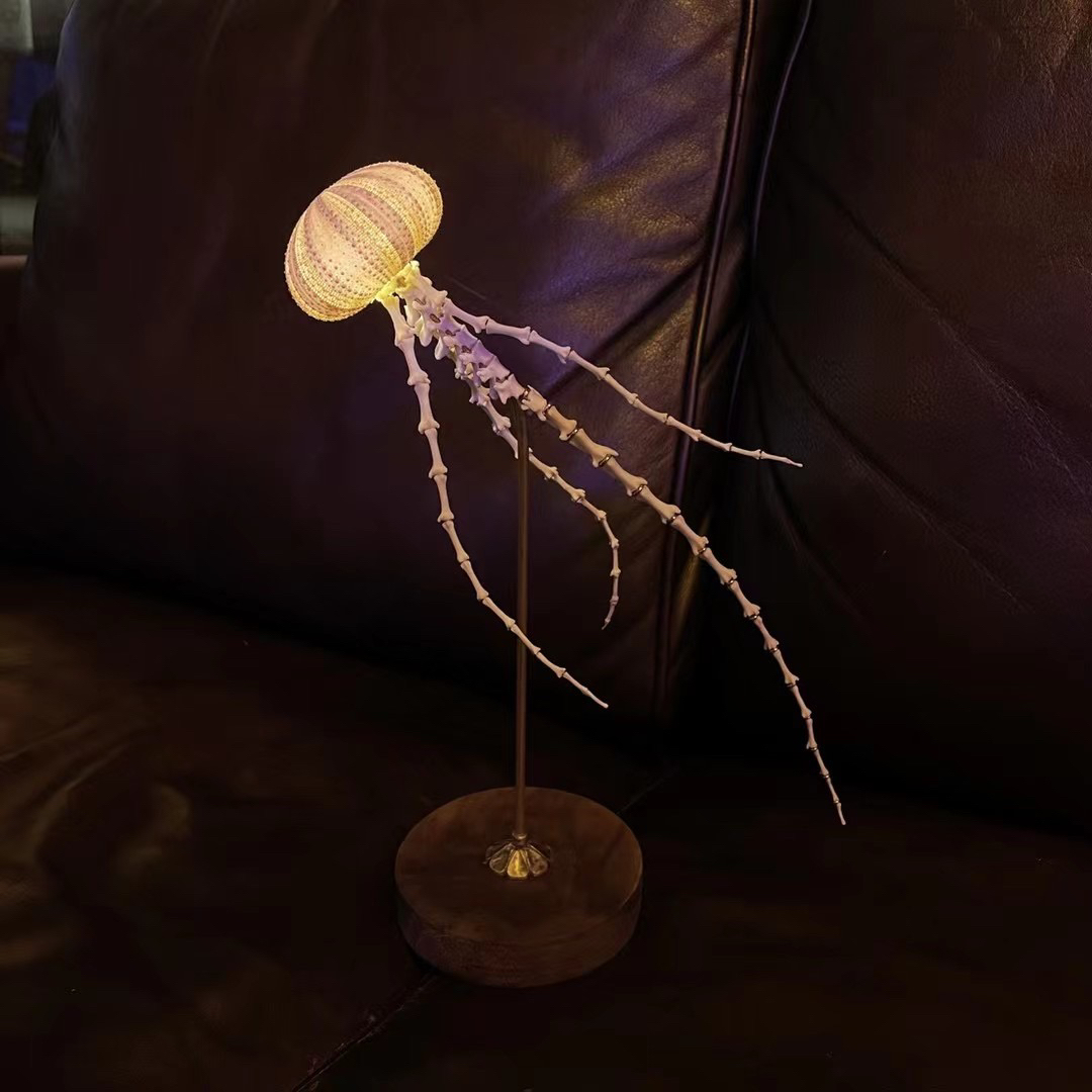 2062 Boutique series  Sea Elf Jellyfish lamp Taxidermy Handmade Bone table lamp Dark specimen decoration Halloween party supplies
