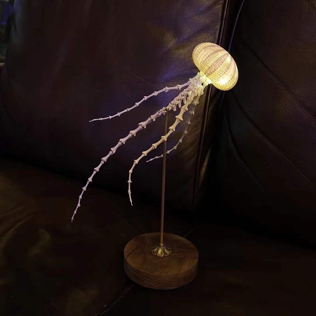2062 Boutique series  Sea Elf Jellyfish lamp Taxidermy Handmade Bone table lamp Dark specimen decoration Halloween party supplies