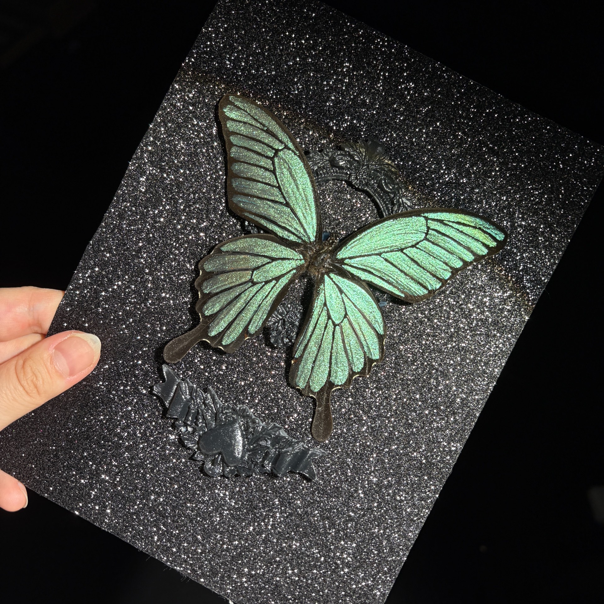 2151 Boutique series Real Butterfly Specimen Swallowtail on Hand Painted Board Insect Art Display Animal Taxidermy Frame Decor Home Gift 