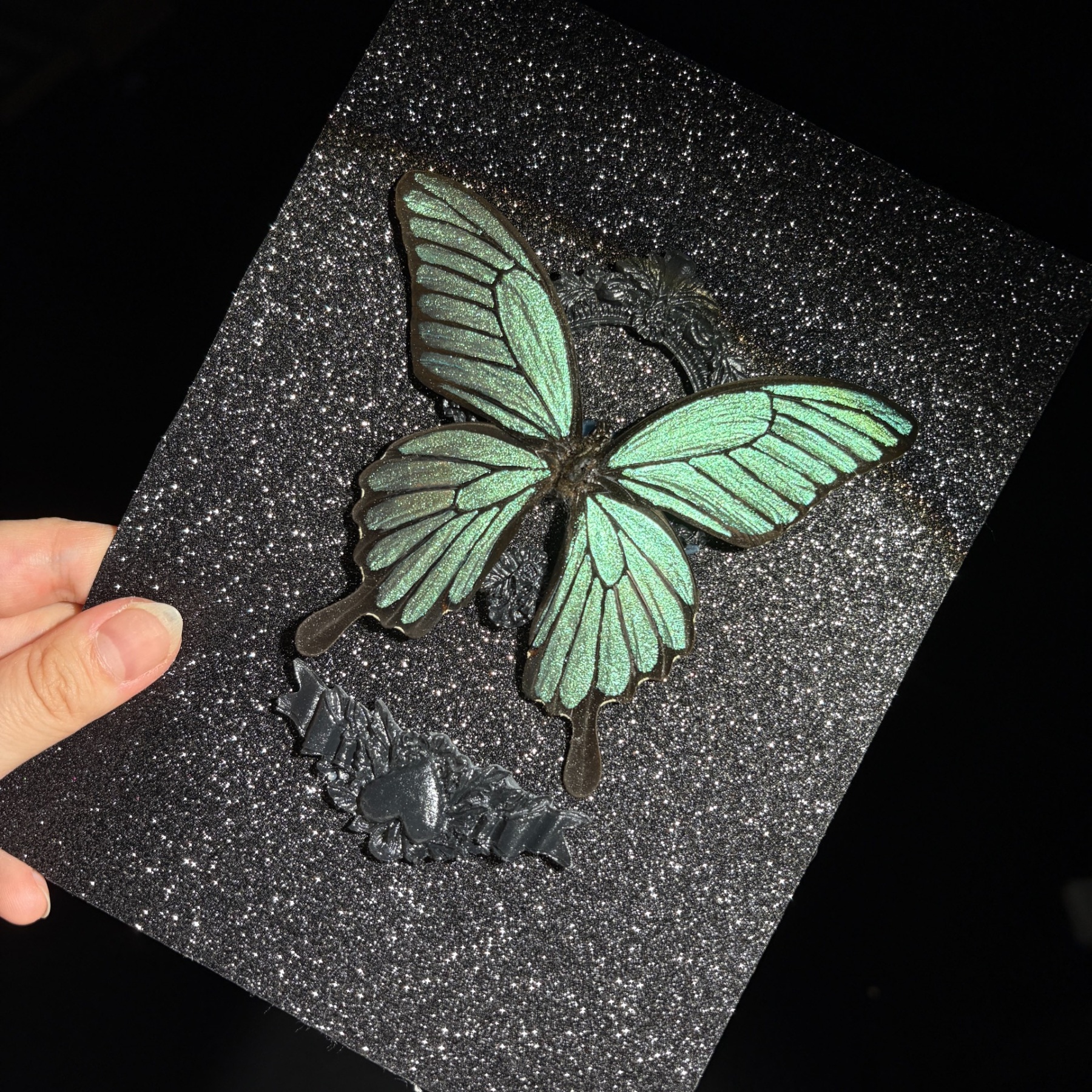 2151 Boutique series Real Butterfly Specimen Swallowtail on Hand Painted Board Insect Art Display Animal Taxidermy Frame Decor Home Gift 