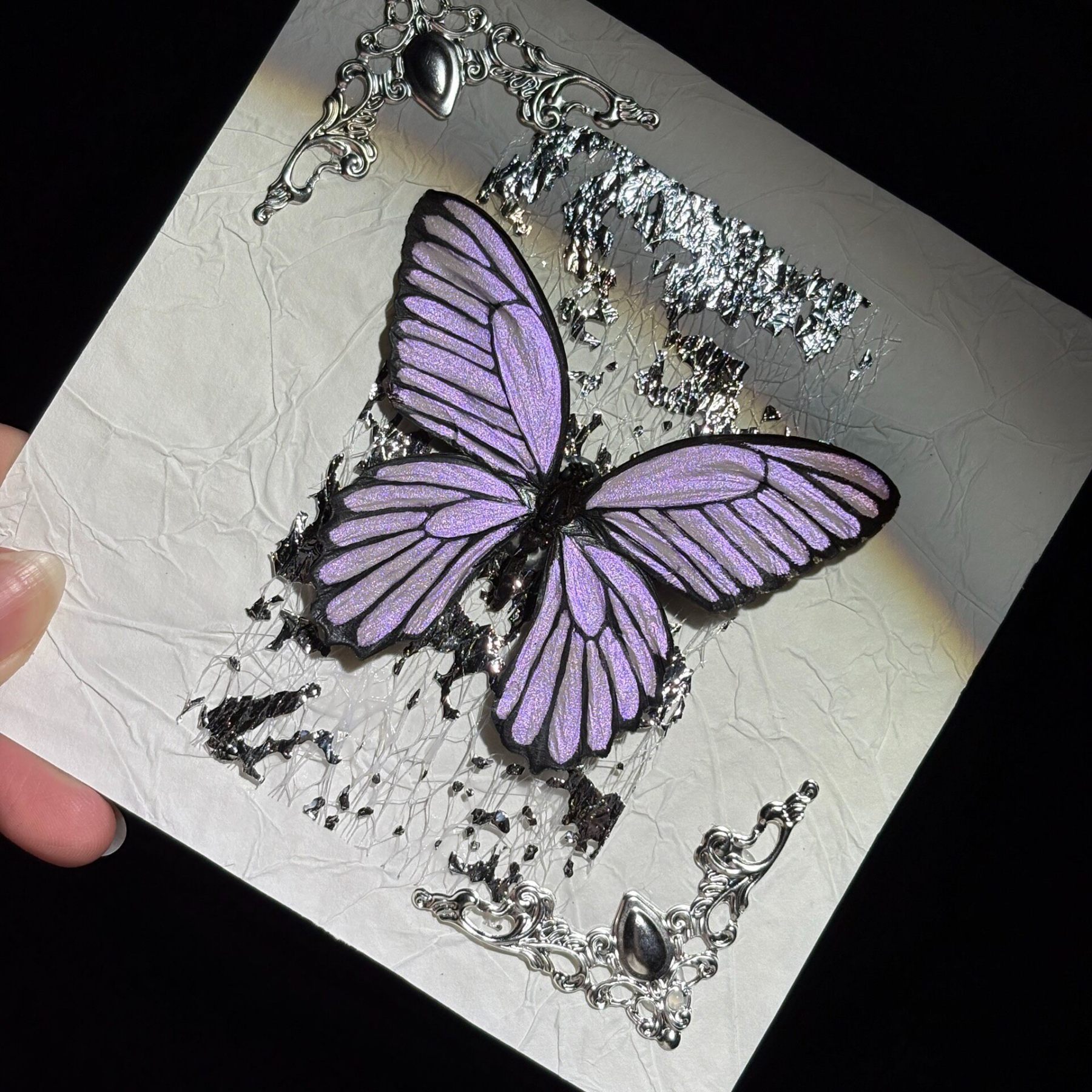 2154 Boutique series Real Butterfly Specimen Series Hand-Painted Patterns Glitter Insect Craft Art Animal Specimen Framed Ornament Home Wall Decor Painting Creative Gift For Art Collection Home Decorations