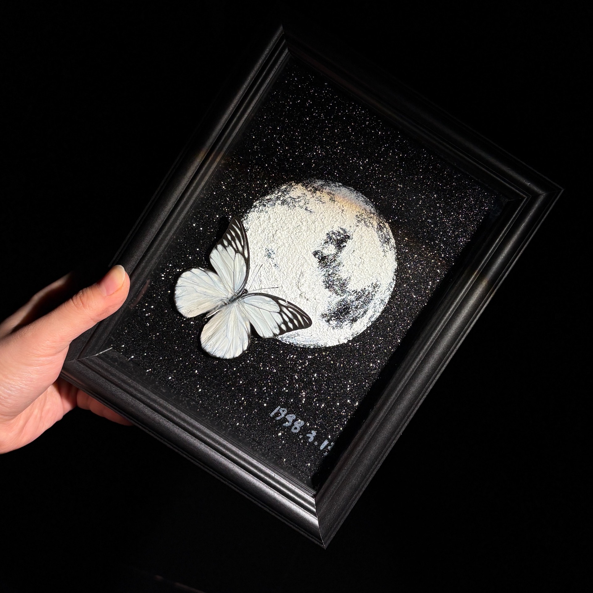 2154 Boutique series Real Butterfly Specimen Series Hand-Painted Patterns Glitter Insect Craft Art Animal Specimen Framed Ornament Home Wall Decor Painting Creative Gift For Art Collection Home Decorations