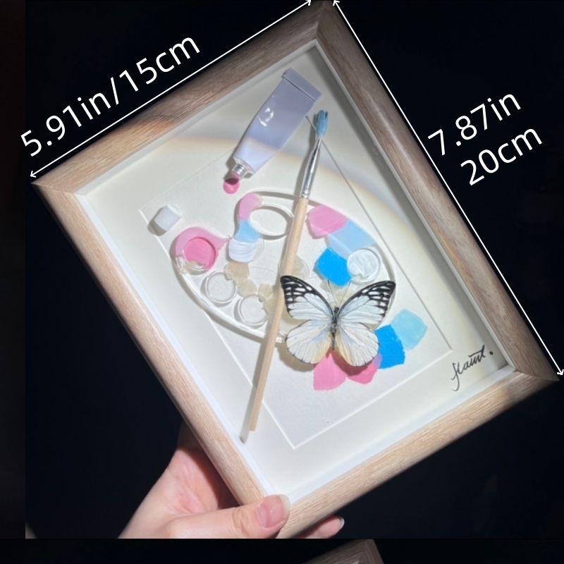 2153 Boutique series Real Green Papilio Maackii Butterfly Specimen Hand Painted Art Shadow Box Framed Entomology Display Unique Home Decor Wall Art Gift for Nature Lover