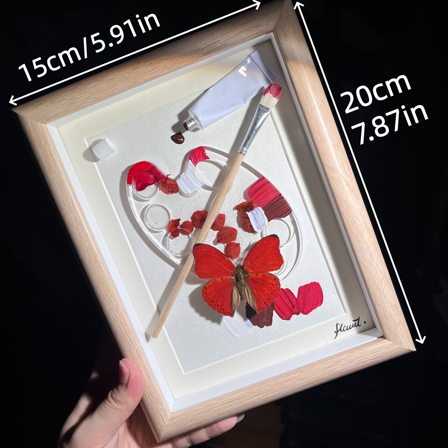 2164 Boutique series Real Blue Swallowtail Butterfly Specimen Hand-Painted Palette Background Insect Craft Display Home Wall Decor Painting Animal Specimen Ornament Creative Gift For Art Fans Home Décor