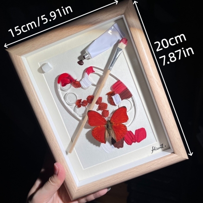 2164 Boutique series Real Blue Swallowtail Butterfly Specimen Hand-Painted Palette Background Insect Craft Display Home Wall Decor Painting Animal Specimen Ornament Creative Gift For Art Fans Home Décor