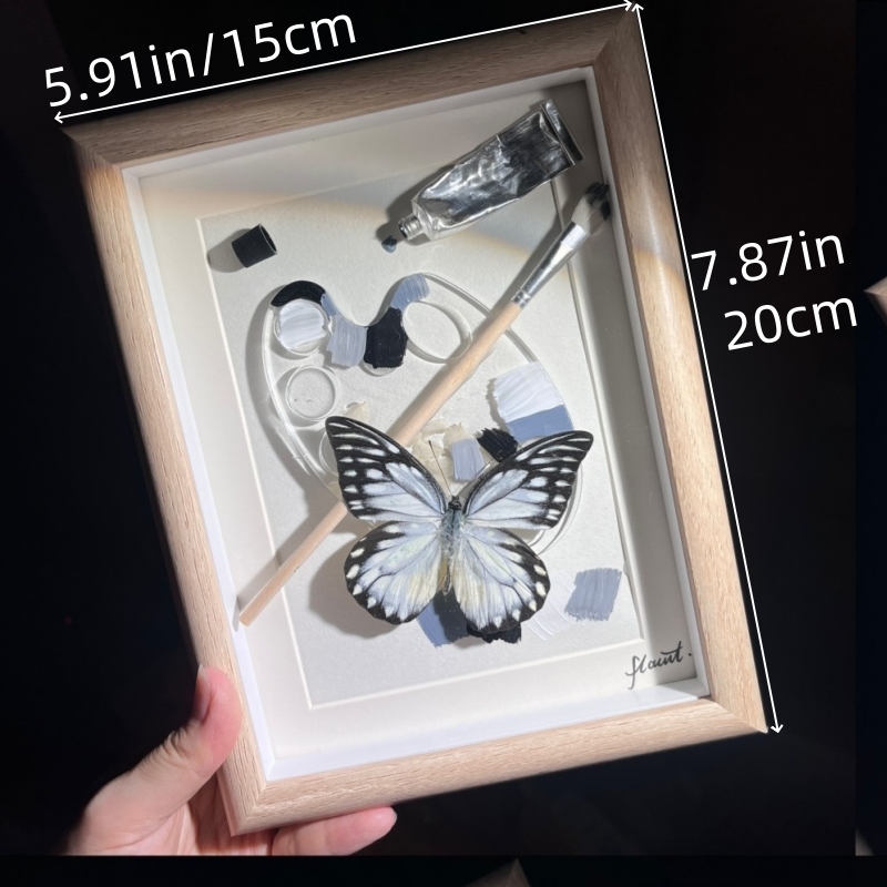 2152 Boutique series Hand-Painted Vortex Galaxy with Real Butterfly Specimen Taxidermy Framed Insect Art Display Unique Home Decor Creative Gift Idea