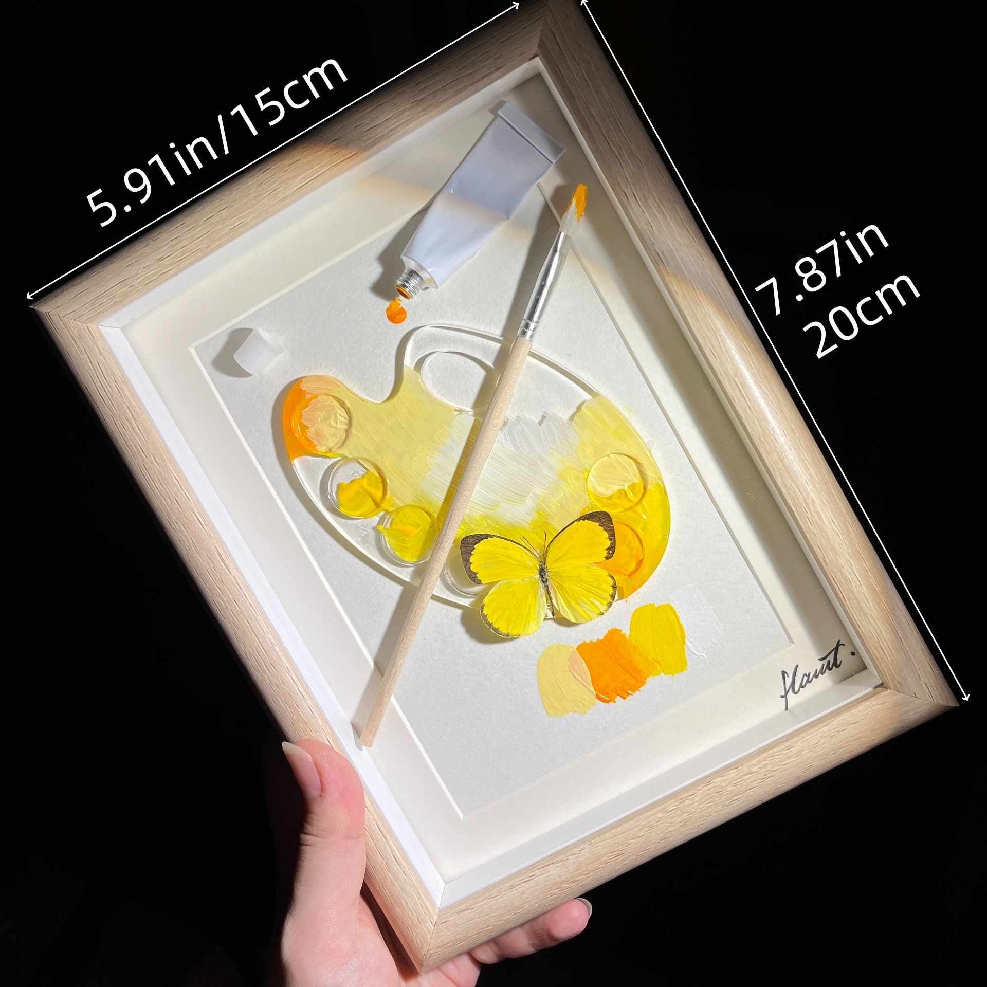 2153 Boutique series Real Green Papilio Maackii Butterfly Specimen Hand Painted Art Shadow Box Framed Entomology Display Unique Home Decor Wall Art Gift for Nature Lover