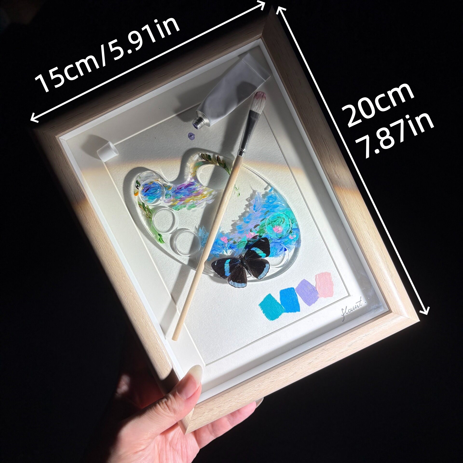 2154 Boutique series Real Butterfly Specimen Series Hand-Painted Patterns Glitter Insect Craft Art Animal Specimen Framed Ornament Home Wall Decor Painting Creative Gift For Art Collection Home Decorations