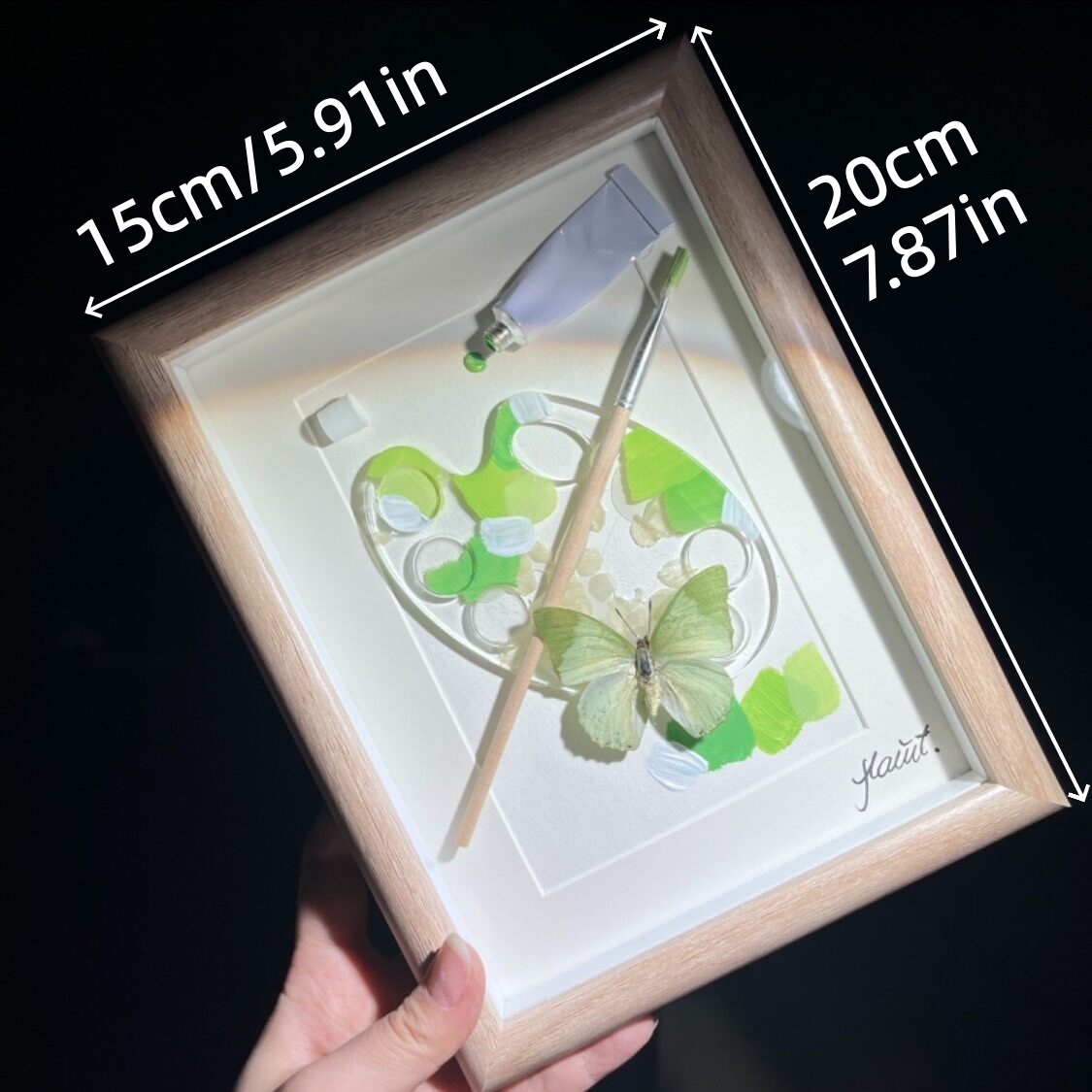 2164 Boutique series Real Blue Swallowtail Butterfly Specimen Hand-Painted Palette Background Insect Craft Display Home Wall Decor Painting Animal Specimen Ornament Creative Gift For Art Fans Home Décor