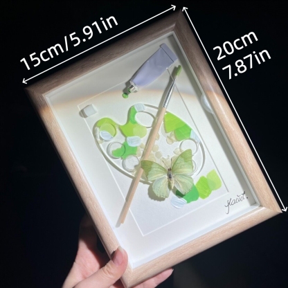 2164 Boutique series Real Blue Swallowtail Butterfly Specimen Hand-Painted Palette Background Insect Craft Display Home Wall Decor Painting Animal Specimen Ornament Creative Gift For Art Fans Home Décor