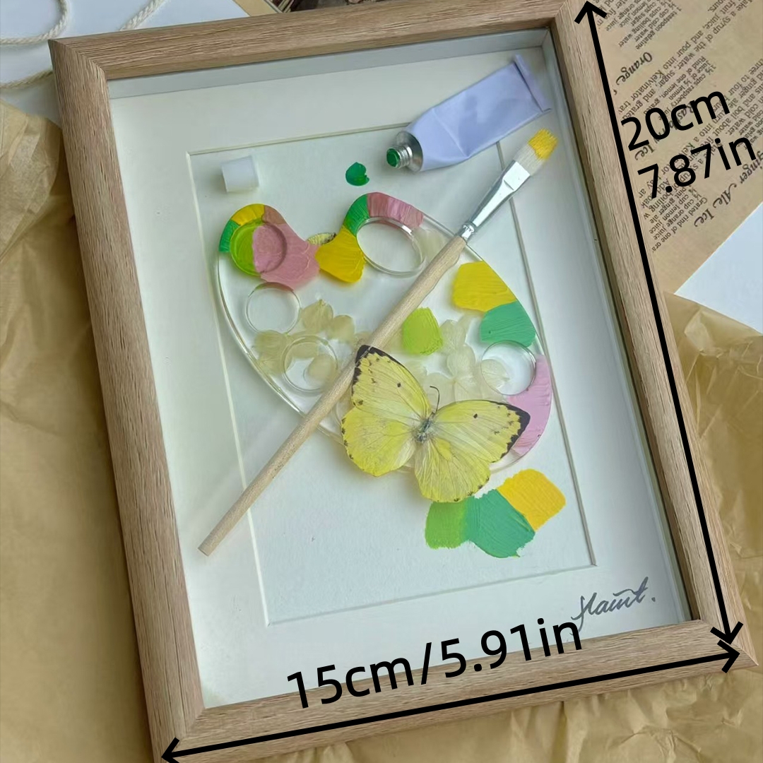 2153 Boutique series Real Green Papilio Maackii Butterfly Specimen Hand Painted Art Shadow Box Framed Entomology Display Unique Home Decor Wall Art Gift for Nature Lover
