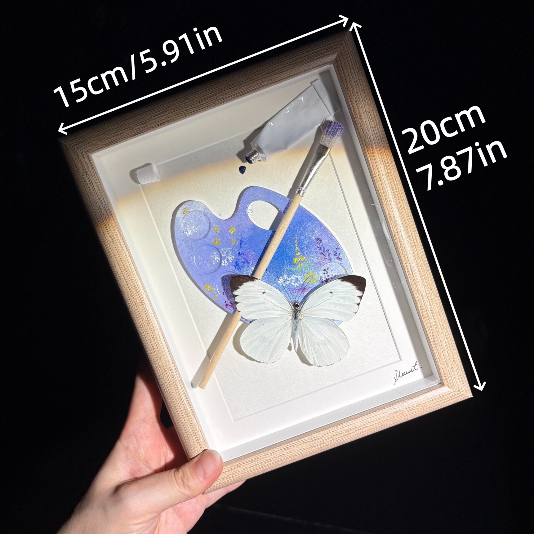 2154 Boutique series Real Butterfly Specimen Series Hand-Painted Patterns Glitter Insect Craft Art Animal Specimen Framed Ornament Home Wall Decor Painting Creative Gift For Art Collection Home Decorations