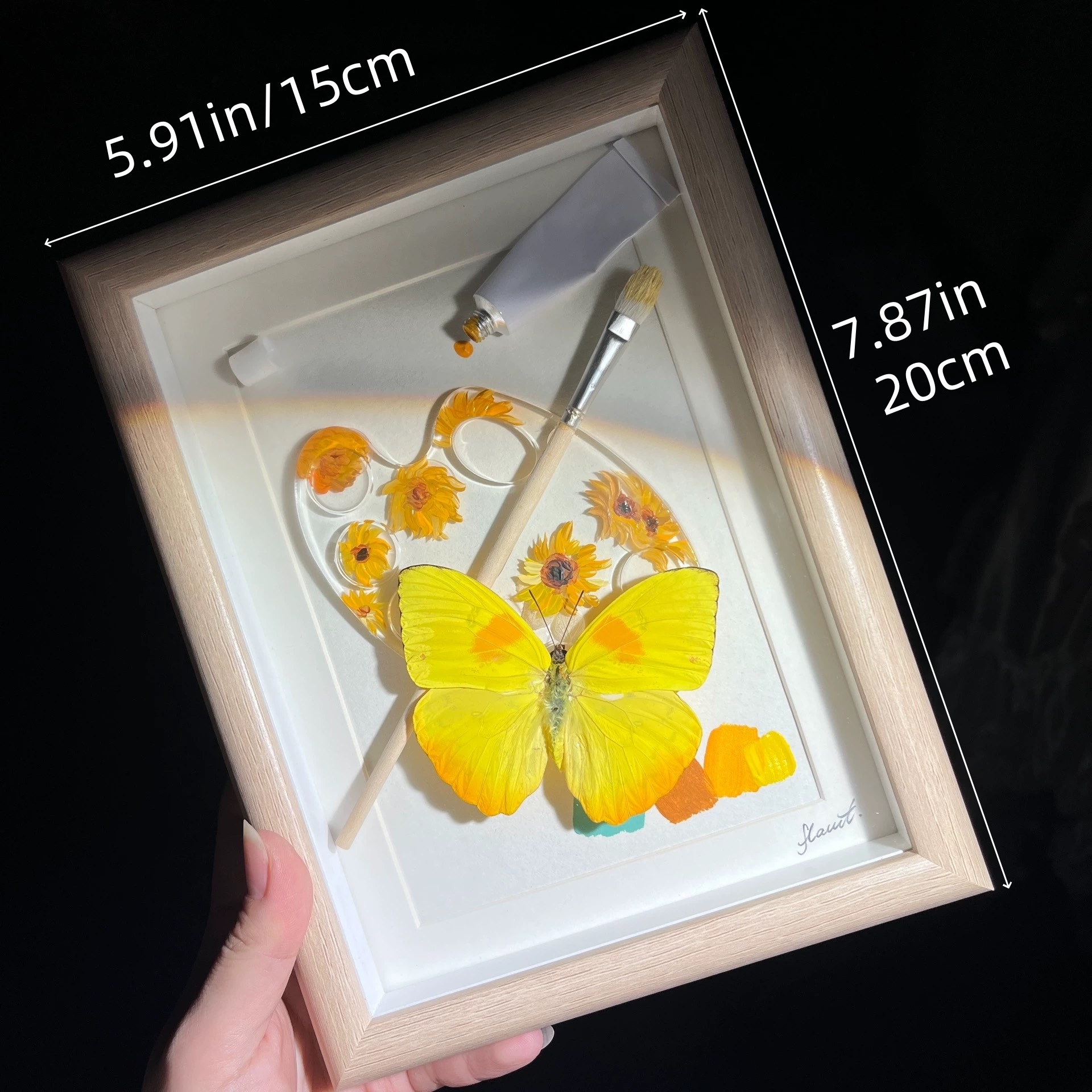 2154 Boutique series Real Butterfly Specimen Series Hand-Painted Patterns Glitter Insect Craft Art Animal Specimen Framed Ornament Home Wall Decor Painting Creative Gift For Art Collection Home Decorations