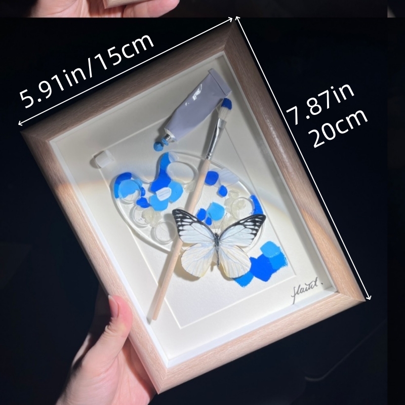 2152 Boutique series Hand-Painted Vortex Galaxy with Real Butterfly Specimen Taxidermy Framed Insect Art Display Unique Home Decor Creative Gift Idea