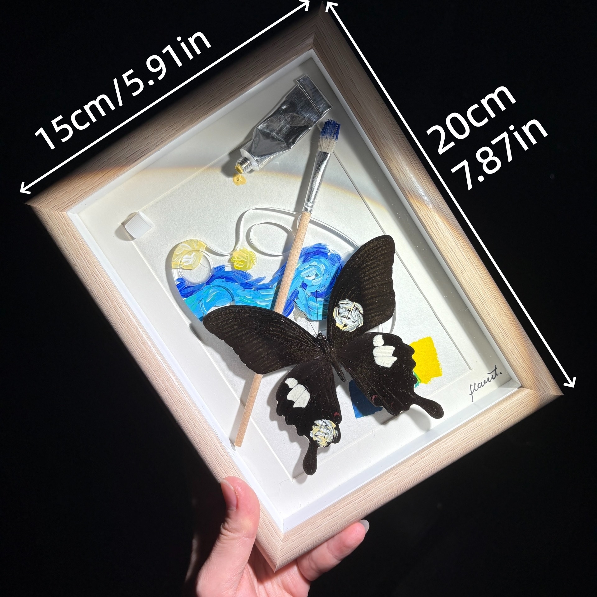 2154 Boutique series Real Butterfly Specimen Series Hand-Painted Patterns Glitter Insect Craft Art Animal Specimen Framed Ornament Home Wall Decor Painting Creative Gift For Art Collection Home Decorations