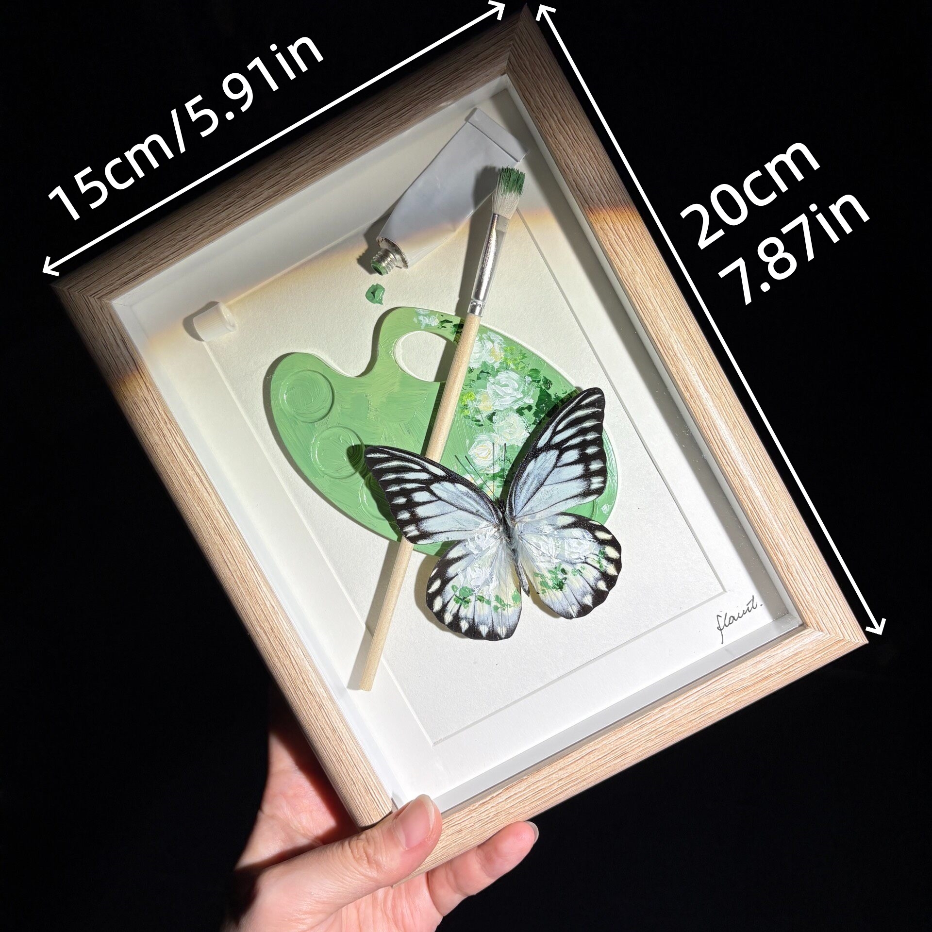 2154 Boutique series Real Butterfly Specimen Series Hand-Painted Patterns Glitter Insect Craft Art Animal Specimen Framed Ornament Home Wall Decor Painting Creative Gift For Art Collection Home Decorations