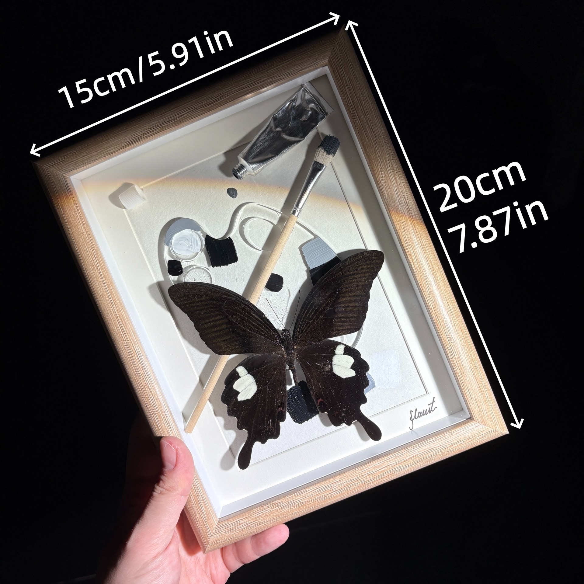 2152 Boutique series Hand-Painted Vortex Galaxy with Real Butterfly Specimen Taxidermy Framed Insect Art Display Unique Home Decor Creative Gift Idea