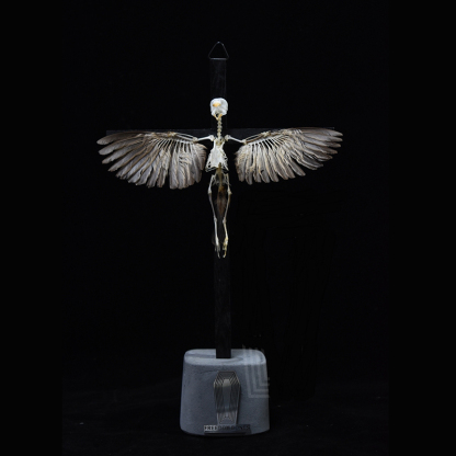 2003 Ornamental Bird Bone Cross Charm Gothic Home Decor Craft Miniature Animal Skeleton Replica Wall Hanging Spiritual Art