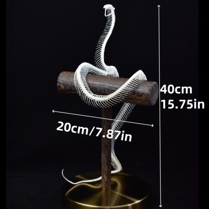 2013 Taxidermy Serpentine Skeletal Sculpture Wooden Stand Display Gothic Cabinet Curio Mystical Reptile Bone Artifact Anatomical Crafted