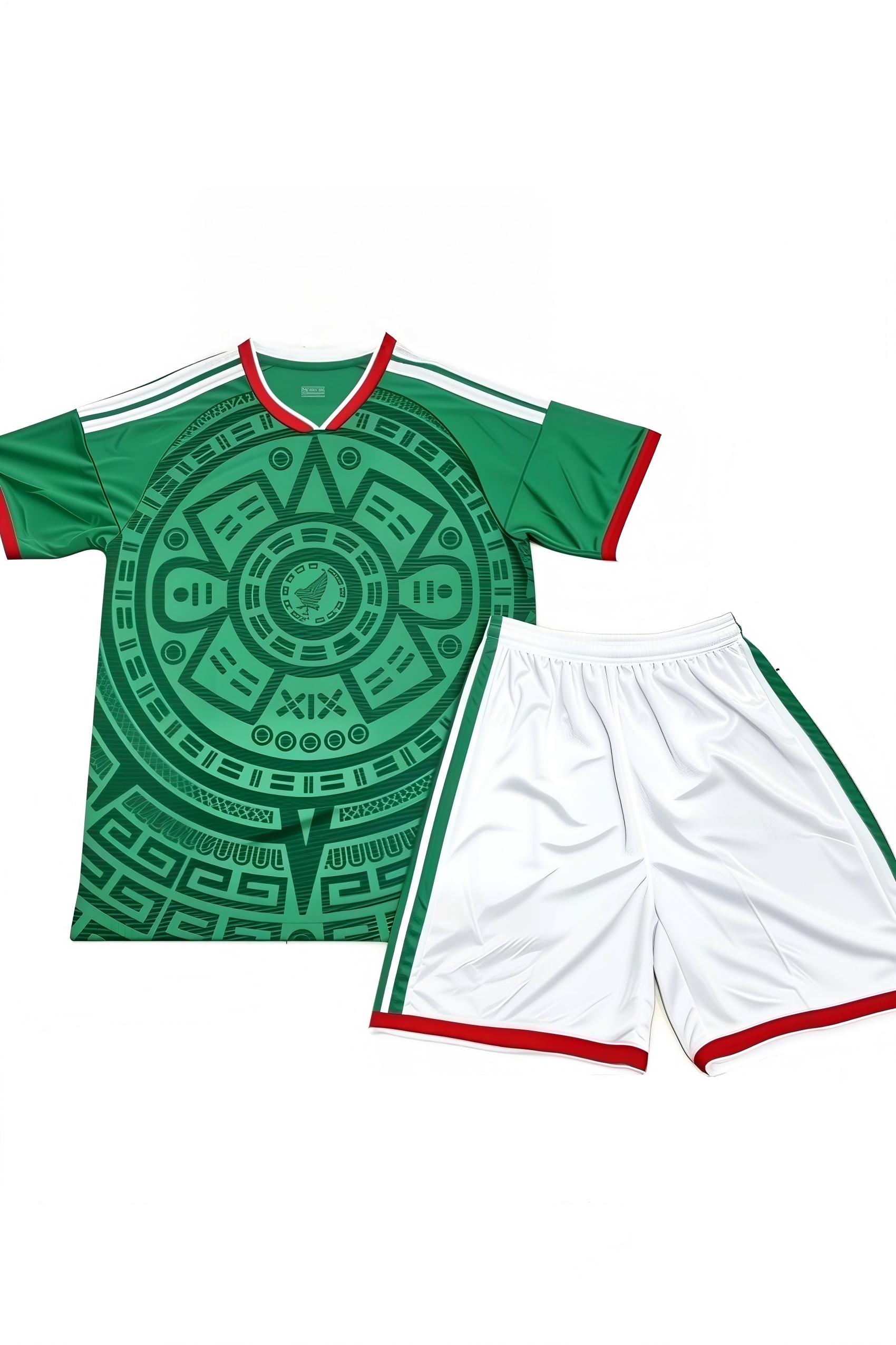 Vintage Green Tribal Print Blank Soccer Jersey-Casual Wear & Fan Events