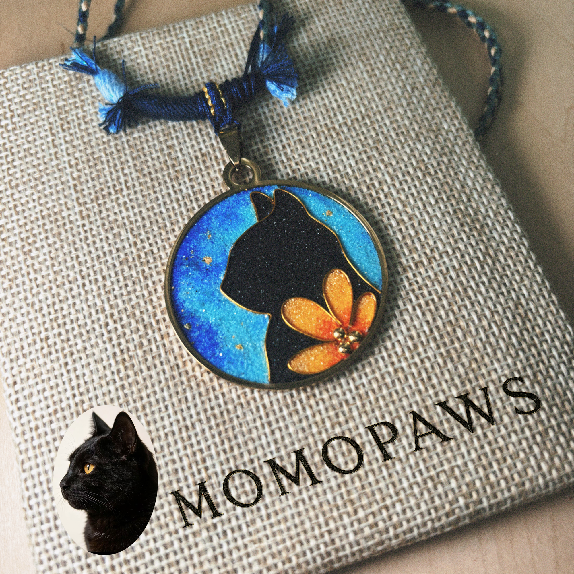  Cat Under the Starry Sky | Custom Cat Cloisonné keepsake |