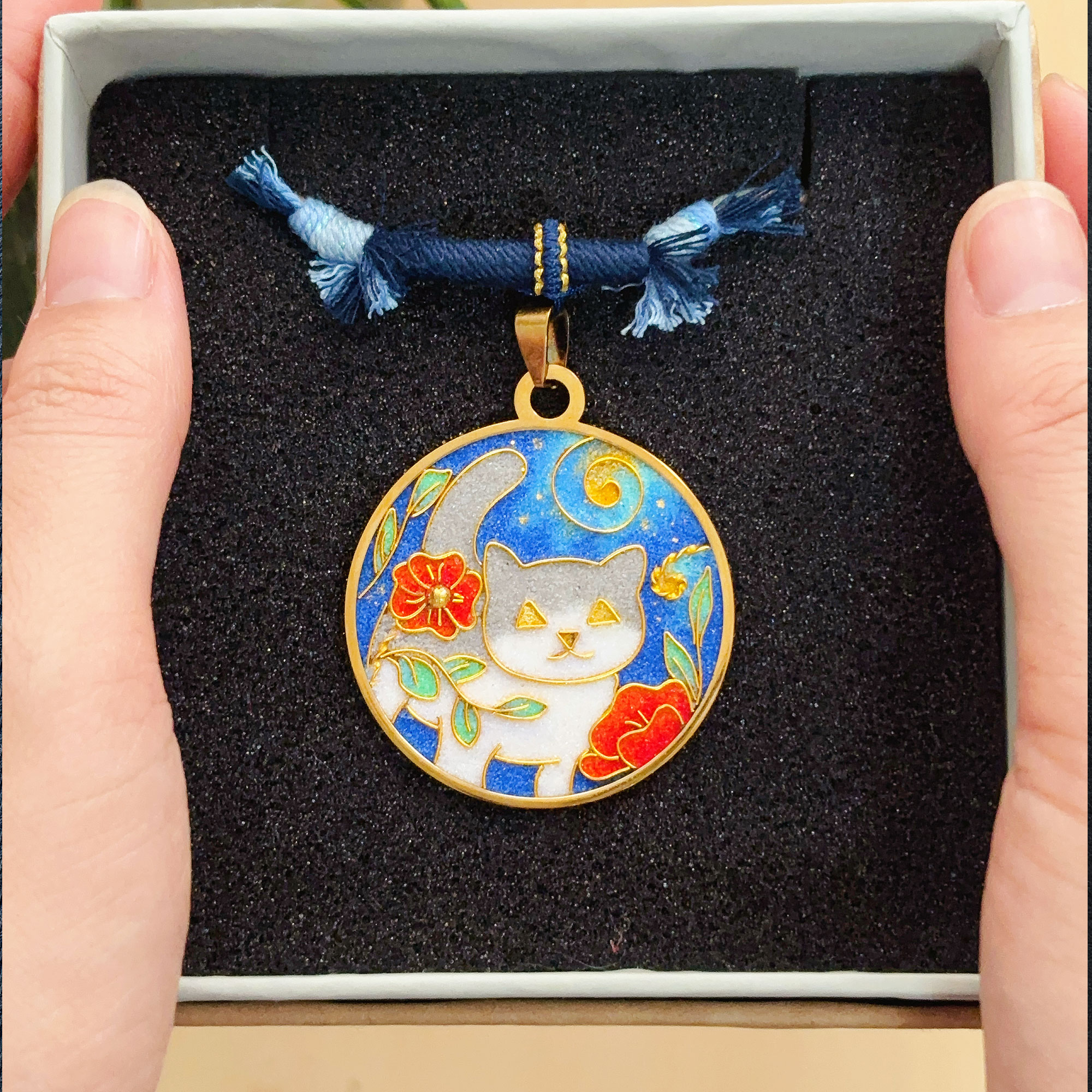 Custom Pet Cloisonné Sand Art Pendant | Original Illustration