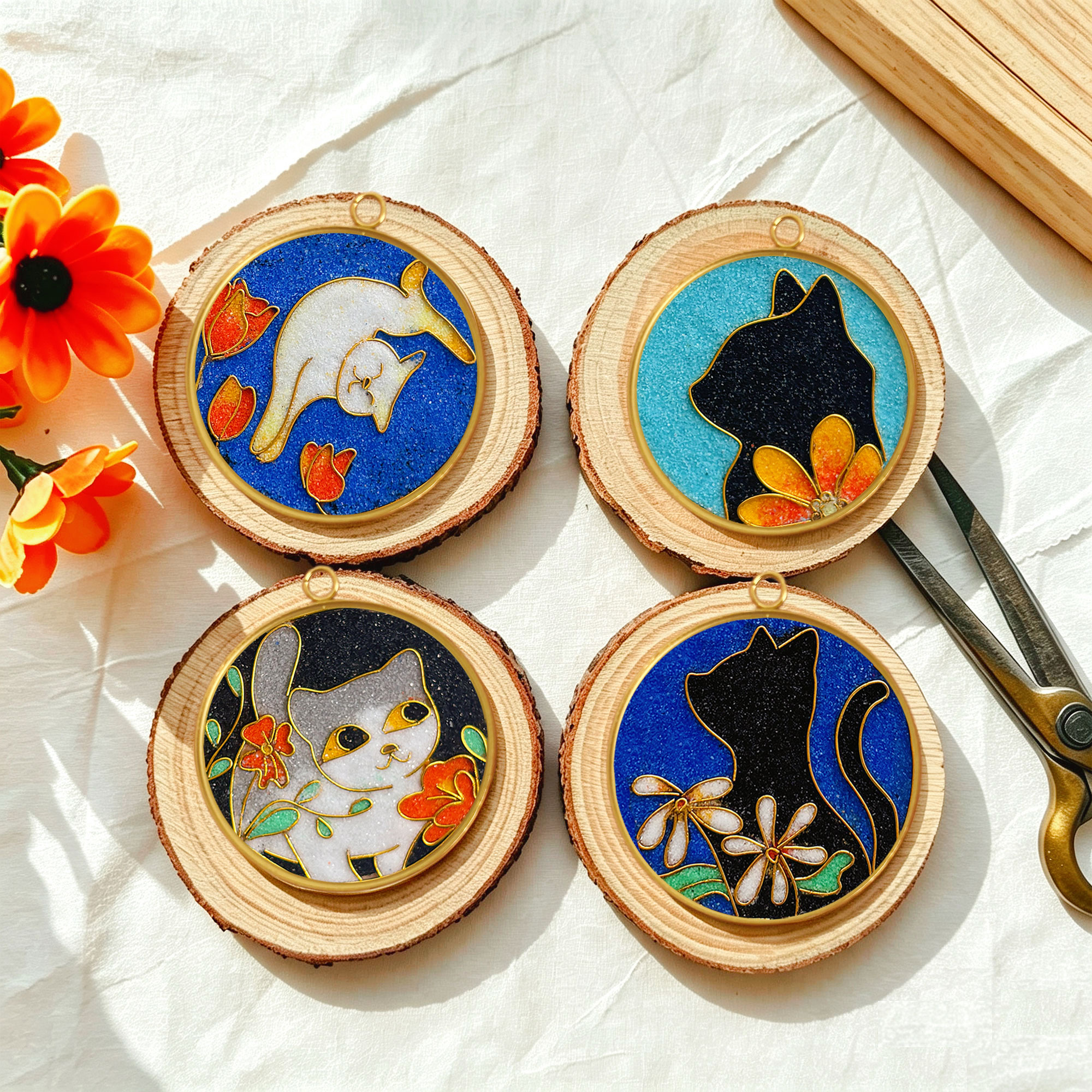 Custom Pet Cloisonné Sand Art Pendant | Original Illustration