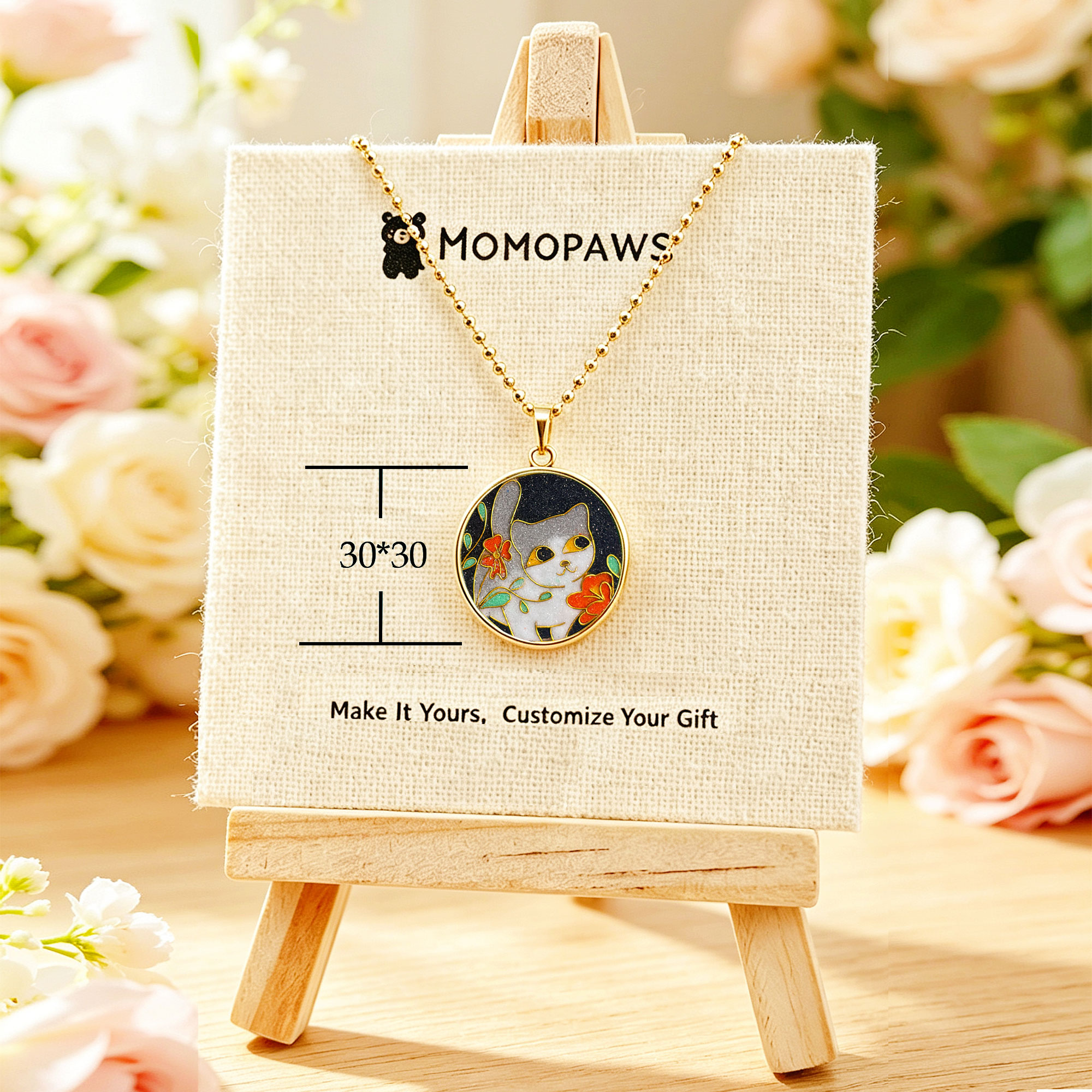 Custom Pet Cloisonné Sand Art Pendant | Original Illustration