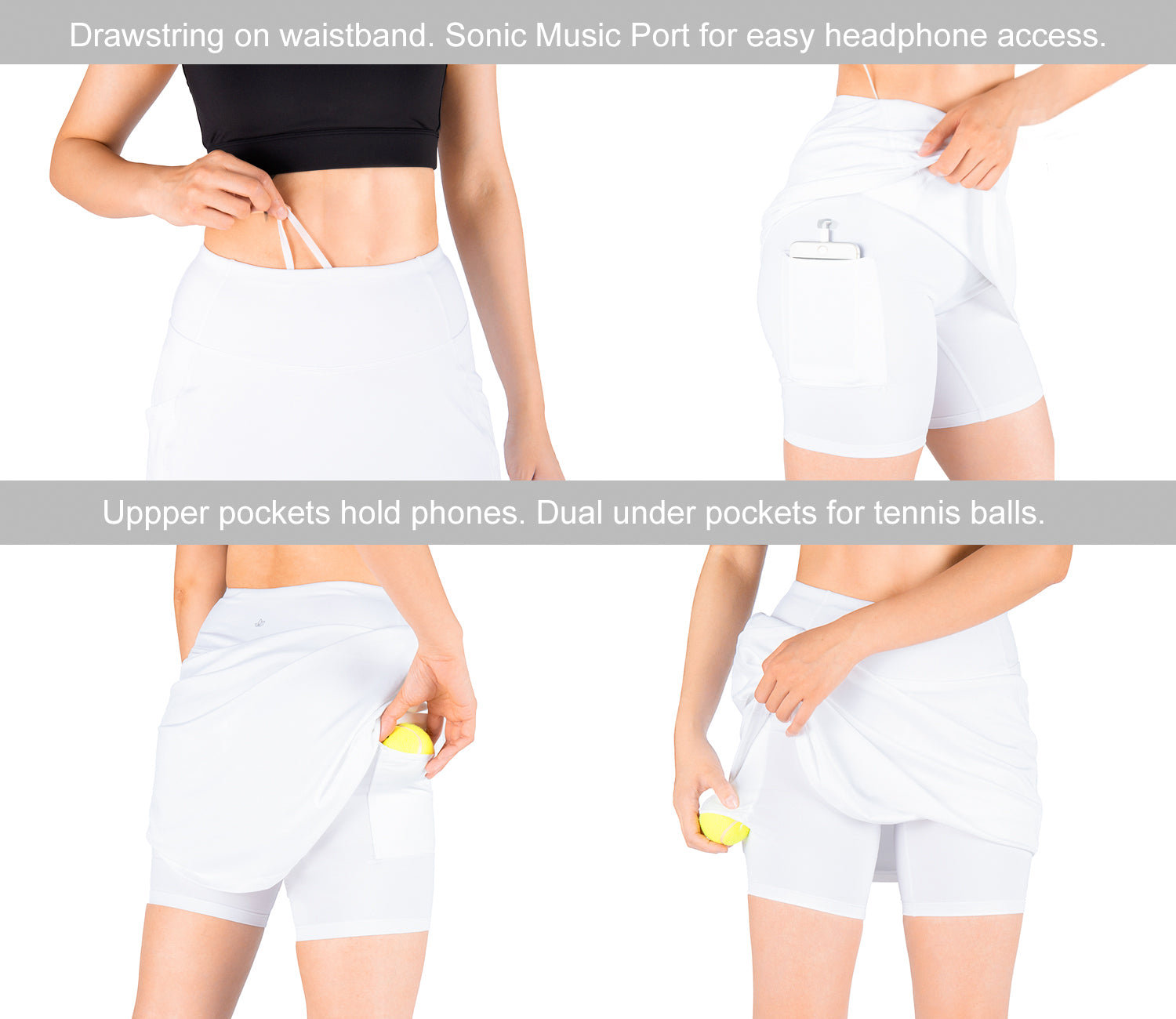 OHOTORO Pocket Flow Skirt Long Skort, Side Pockets, 20