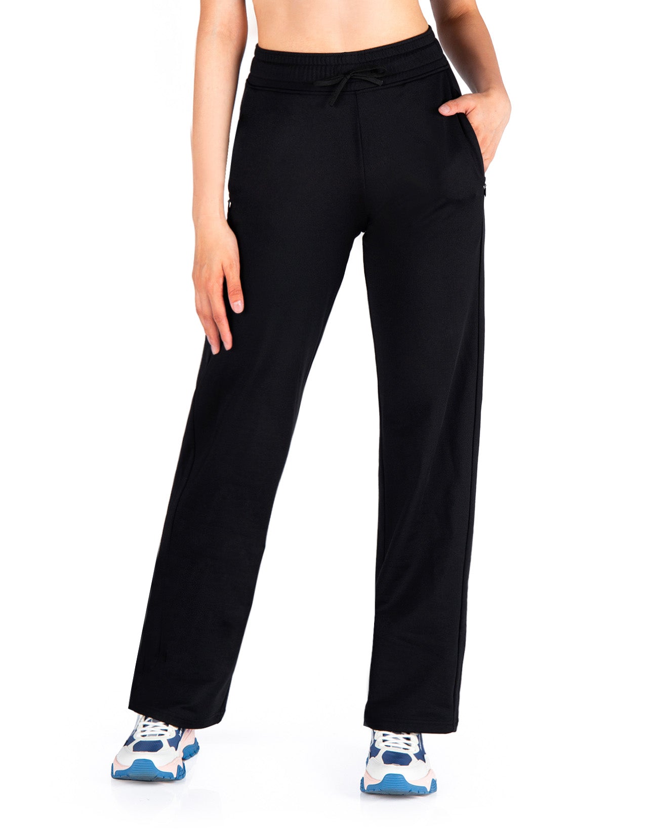 Fleece Lined Straight Leg Pants, Zip Pockets – Yogipace