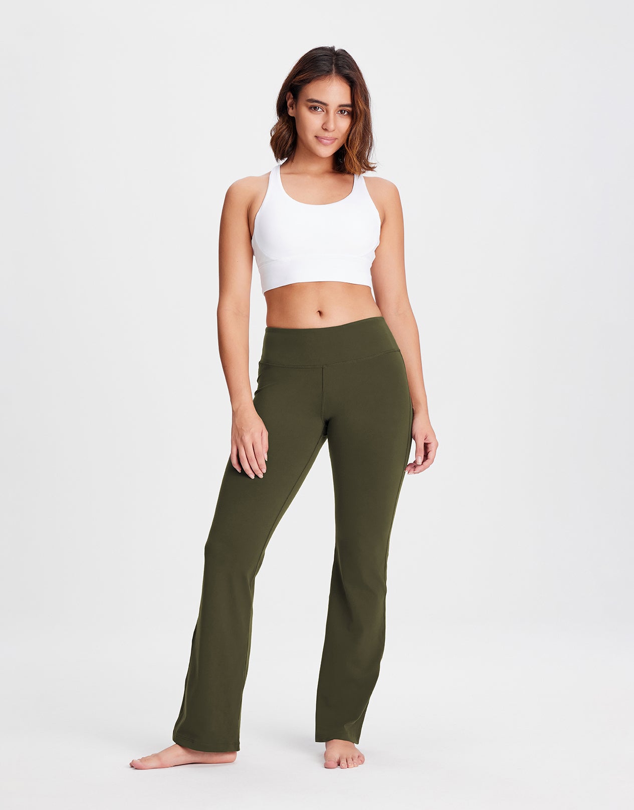 Essential Bootcut Yoga Pants (Dark Olive) – Yogipace