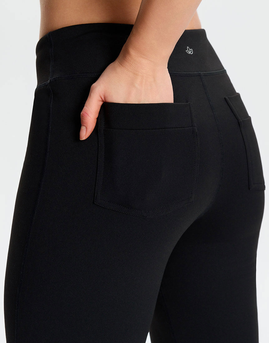 Essential Bootcut Yoga Pants, Back Pockets (Black) – Yogipace