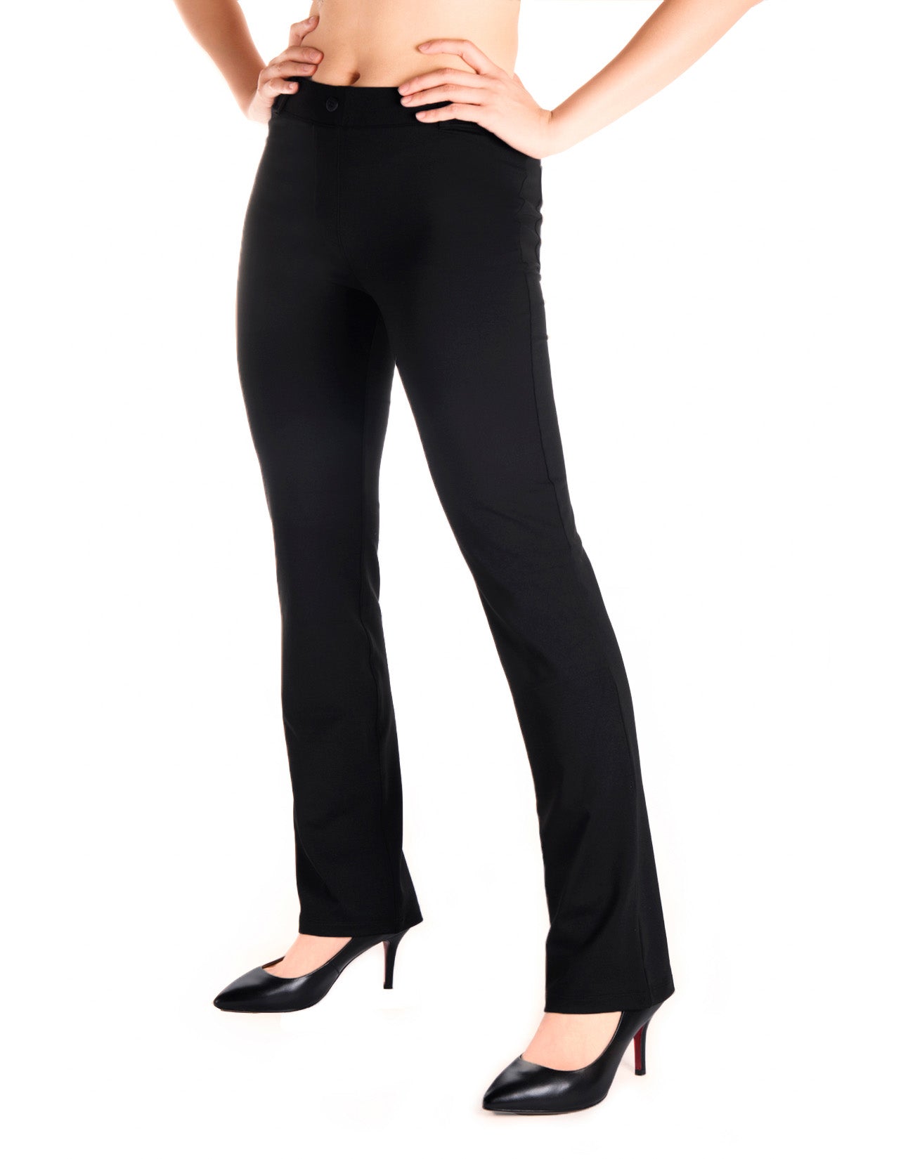 Straight Leg Yoga Dress Pants, Back Pockets (Black) – Yogipace