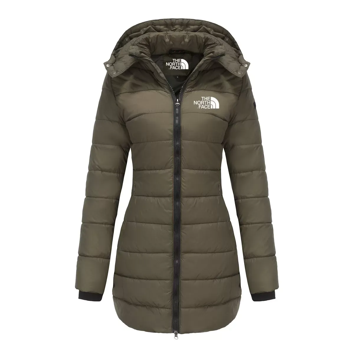 Women's cotton padded clothes, medium length, slim fitting cotton padded jacket, warm, solid hooded cotton padded clothes